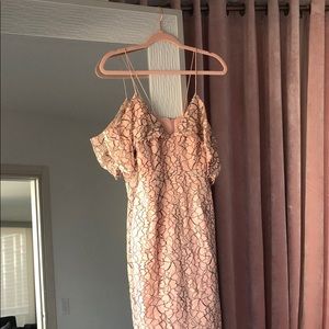 Floral Blush Pink Intermix Off the Shoulder Dress